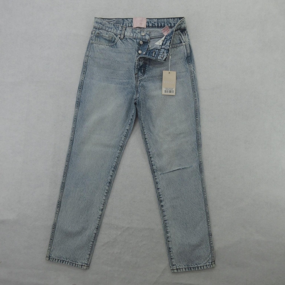 Revice Denim Ex-Boyfriend Jeans Womens 31 Light Wash High Rise Distressed New